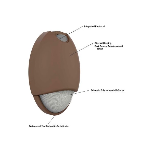 Lámpara decorativa LED de emergencia AC con fotocelda de Hubbell Lighting Compass - CUWZ-PC