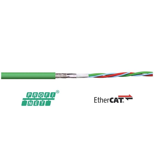 Chainflex Bus Cable, PUR, 50 V, 0.28 in dia, Ylw/Green - CFBUS-PUR-060