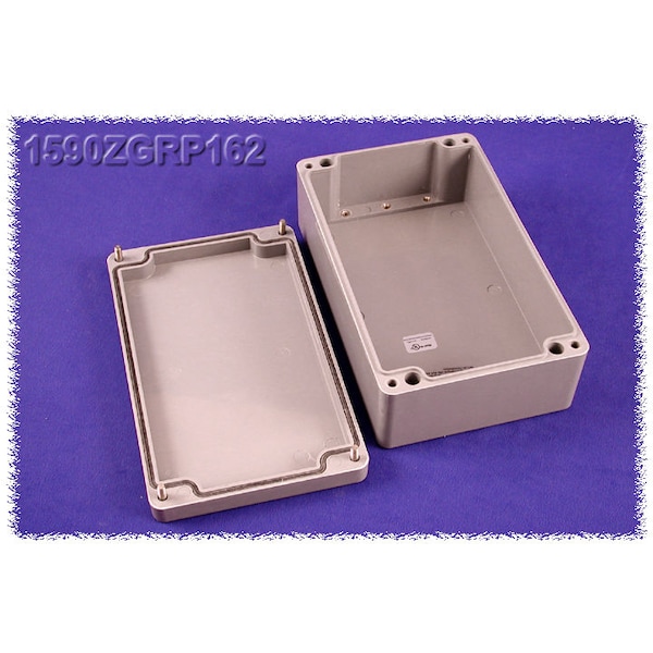 Hammond Glass Reinforced Polyester Electrical Enclosures, 10.24 in H, 3.56 in D, 6.3 in W, Screw On - 1590ZGRP162