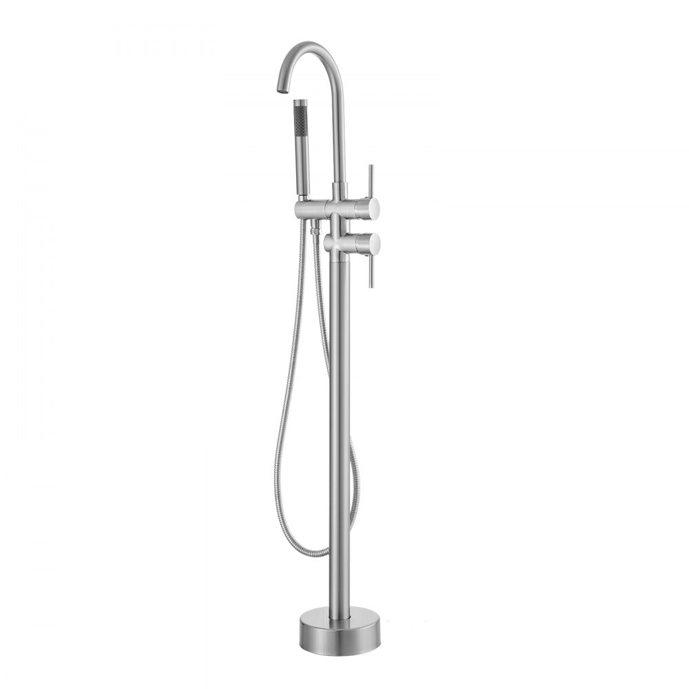 VEVOR Freestanding Bathtub Faucet, Floor Mount, Freestanding Tub Filler, Shower Mixer Taps, Two Water Modes, 360° Swivel Spout, for Bathing & Showering Pet Bathing Cleaning Drains Toilet Flushing - GHKSLTLSNSYXXTCI2V0