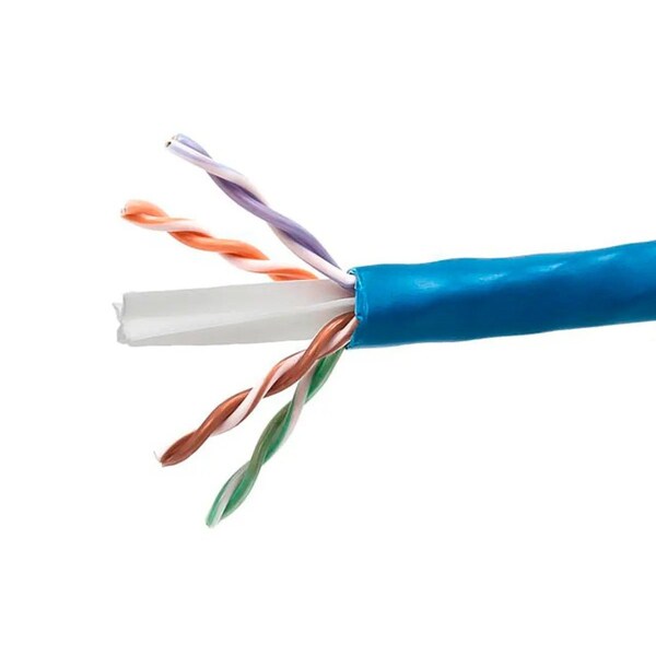 Monoprice Cat6 1000ft Blue CMP UL Bulk Cable Solid w/spine UTP 23AWG 550MHz Pure Bare Copper Reelex - 44492