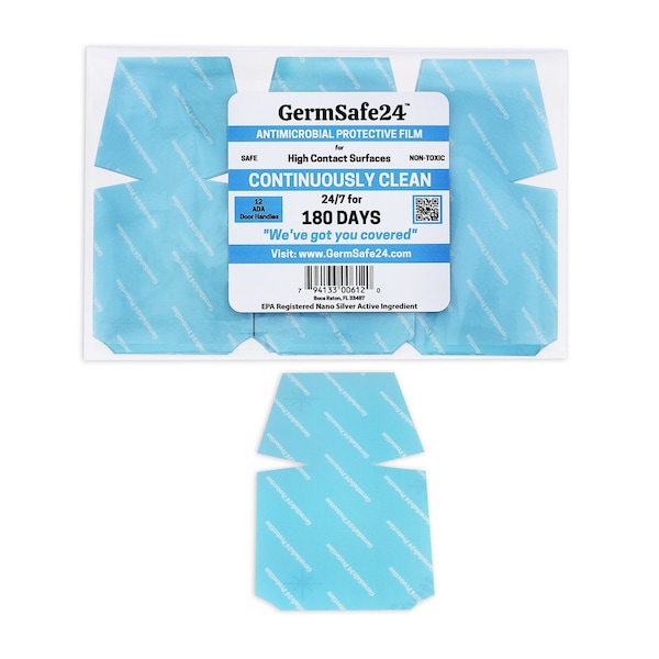 Germsafe24 Película Protectora Antimicrobiana para Manijas de Puertas ADA protege por 180 días - Paquete de 12 - MBAFD-ADA-1-180