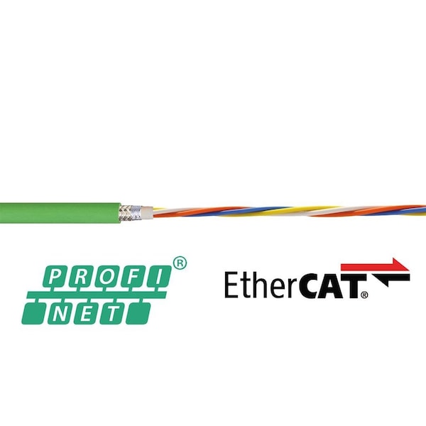 Chainflex Bus Cable, TPE, 50 V, 0.3 in dia, Ylw/Green - CFBUS-LB-060