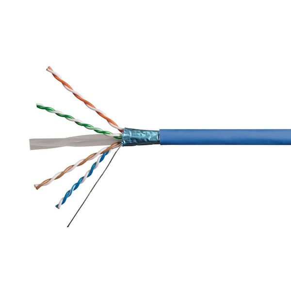 Monoprice Cat6A 500ft Blue CMR UL Bulk Cable TAA Shielded F/UTP Solid 23AWG 550MHz 10G - 41485