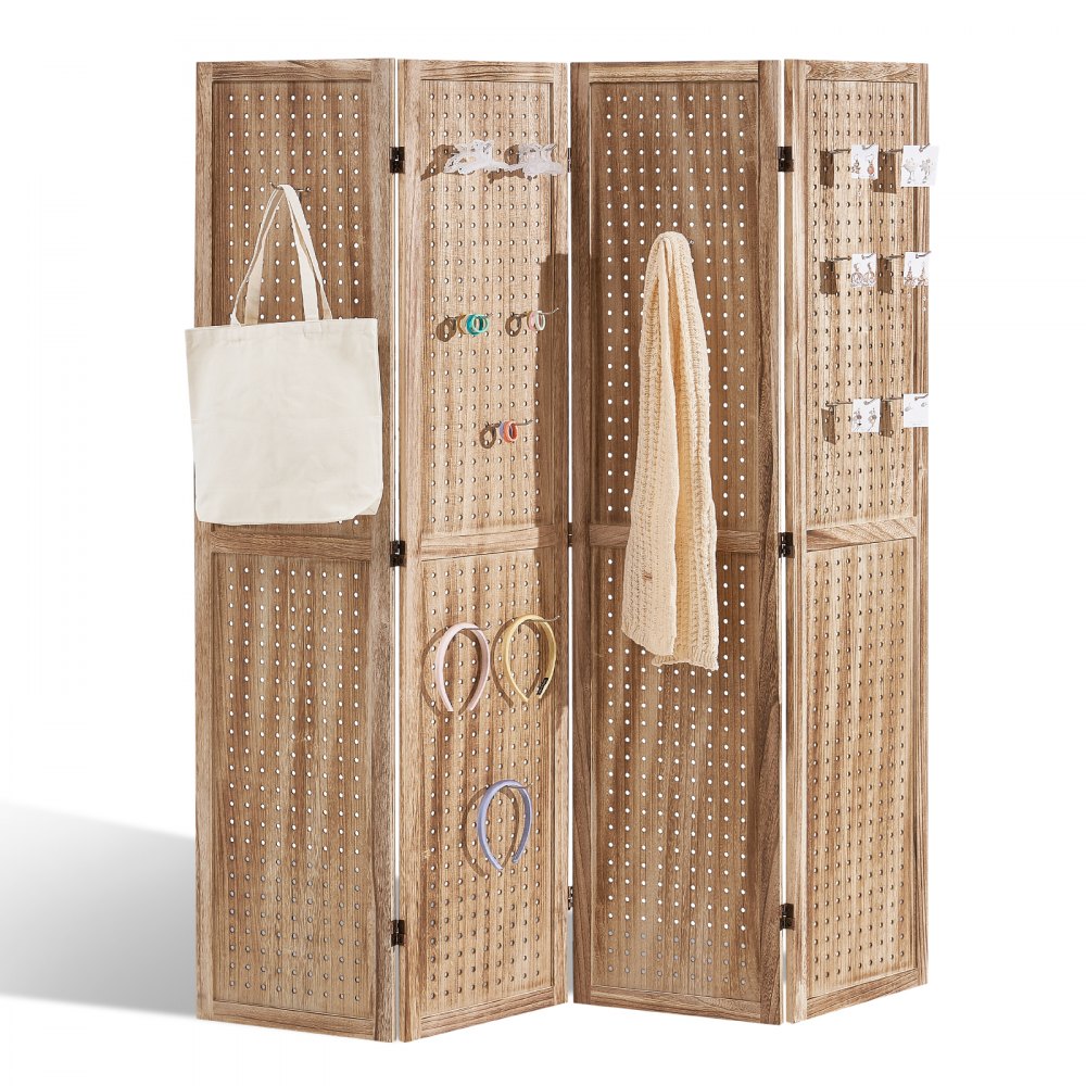 VEVOR Wood Room Divider, 4 Panel Wood Folding Privacy Screen, 66.9 Inches Tall Indoor Carved Partition Divider, Portable Decoration Screen, for Room Separation, Home, Office, Restaurant & Bedroom - MZPF4MBJFZGGBU9KXV0