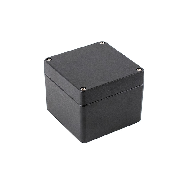 Hammond Aluminum Electrical Enclosures, 3.94 in H, 3.15 in D, 3.94 in W, Screw On - 1590Z080BK
