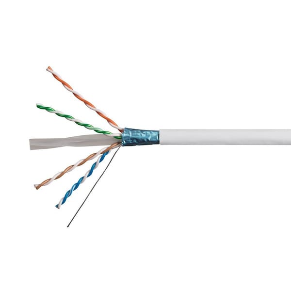 Monoprice Cat6A 500ft White CMR UL Bulk Cable TAA Shielded F/UTP Solid 23AWG 550MHz 10G - 42347