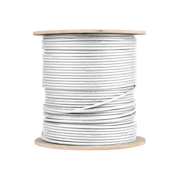 Monoprice Cat6A 500ft White CMR UL Bulk Cable TAA Shielded F/UTP Solid 23AWG 550MHz 10G - 42347