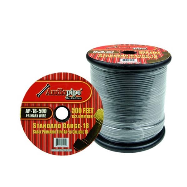Wholesale House Audiopipe 18 Gauge 500Ft Primary Wire- Grey - AP18500GREY