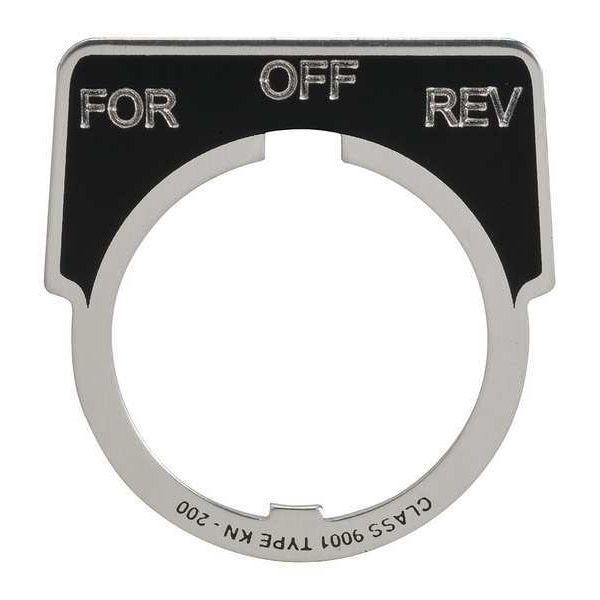 Placa de leyenda Schneider Electric, Para-Off-Rev., Negro - 9001KN259