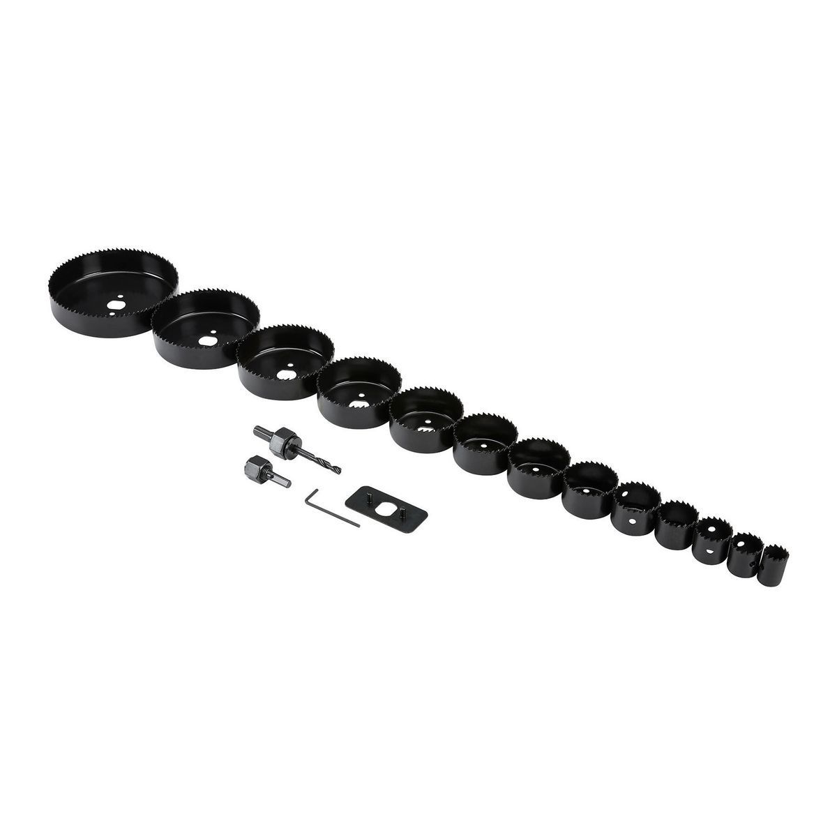 Juego de sierras de corona de acero al carbono Warrior de 3/4 a 5 pulgadas, 18 piezas - 57524