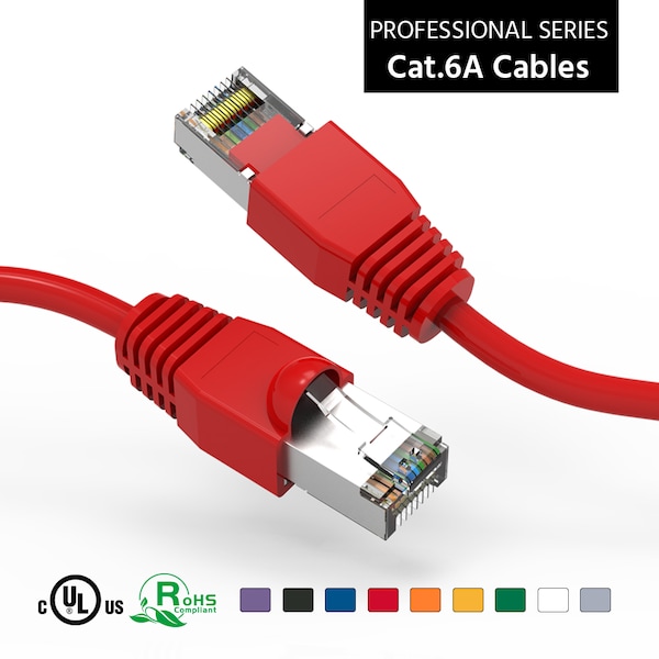 Cable de red Ethernet blindado CAT6A (SSTP) con botas - 1ft - Rojo - 100851RD