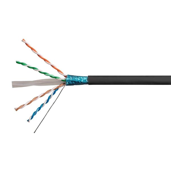 Monoprice Cat6A 500ft Black CMR UL Bulk Cable TAA Shielded F/UTP Solid 23AWG 550MHz 10G - 41484