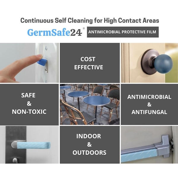 Germsafe24 Película Protectora Antimicrobiana de una Capa de 8"x10" Protege por 180 Días - Paquete de 10 - AFS-8x10-180