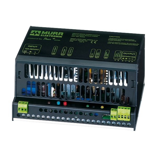 Murr Elektronik Power Supply, 185/265V AC, 24V DC, 10A, DIN Rail - 85055