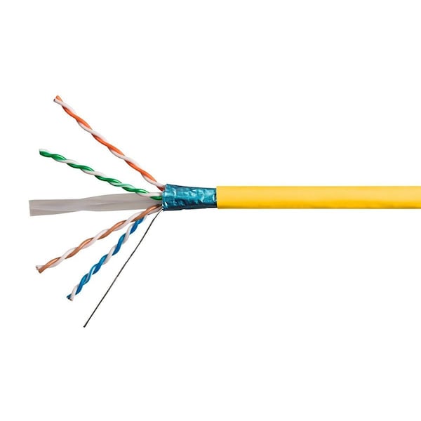 Monoprice Cat6A 500ft Yellow CMR UL Bulk Cable TAA Shielded F/UTP Solid 23AWG 550MHz 10G - 42348