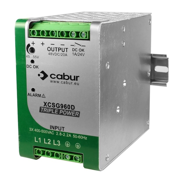 Automation Systems Interconnect Power Supply, 340 to 550V AC, 72V DC, 960W, 13.3A, DIN Rail - XCSG960G