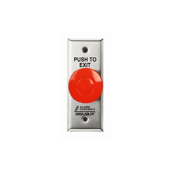 Controles de alarma TS14NR Botón estrecho de salida tipo seta rojo de acero inoxidable satinado - TS14NR