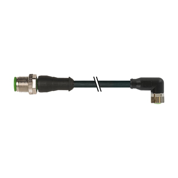 Murr Elektronik M12 male 0° / M8 female 90°, PUR 4x0.25 bk UL/CSA 2m - 7000-40621-6210200
