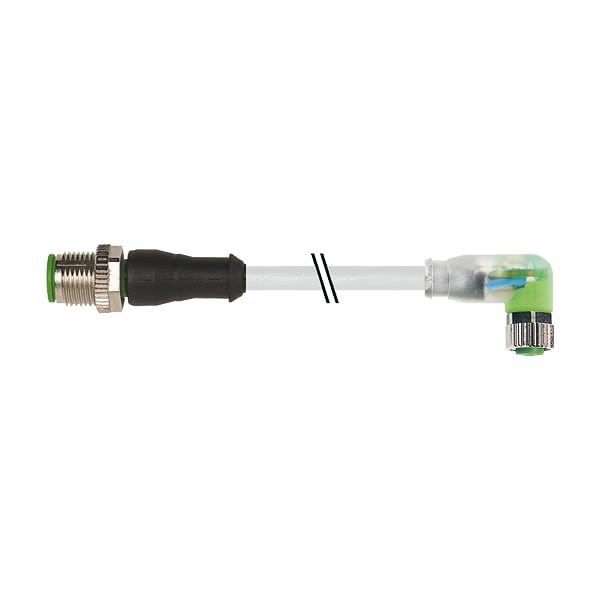 Murr Elektronik M12 male 0° / M8 female 90° LED, PUR 3x0.25 gy UL/CSA+drag chain 5m - 7000-40641-2300500