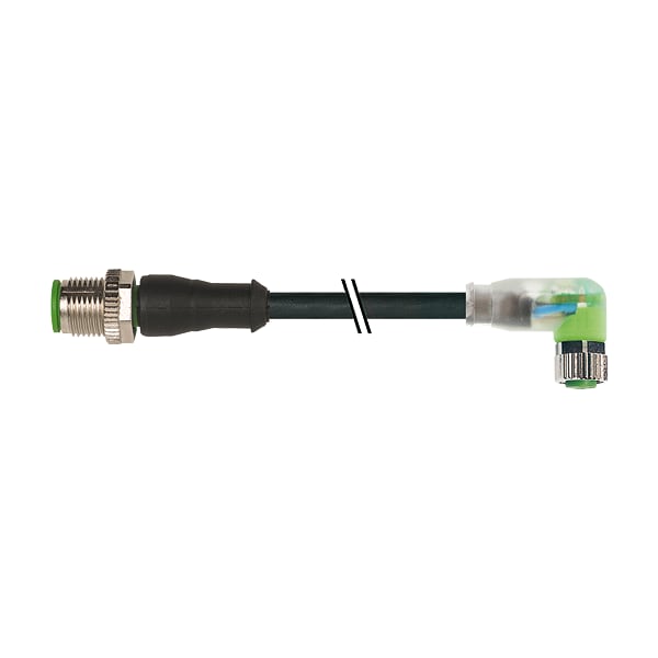 Murr Elektronik M12 male straight / M8 female 90° LED, PUR 4x0, 25 black UL, CSA+drag chain 3m - 7000-40651-6310300