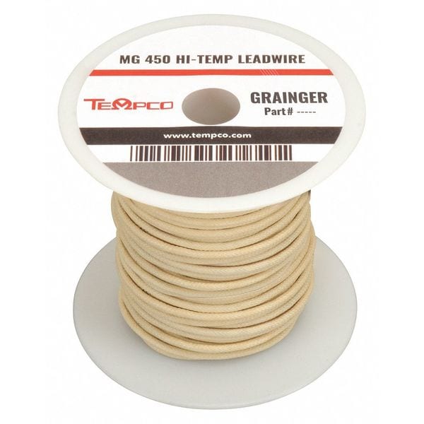 Tempco High Temp Lead Wire, MG, 18 AWG, Natural, 100 ft - LDWR-1011