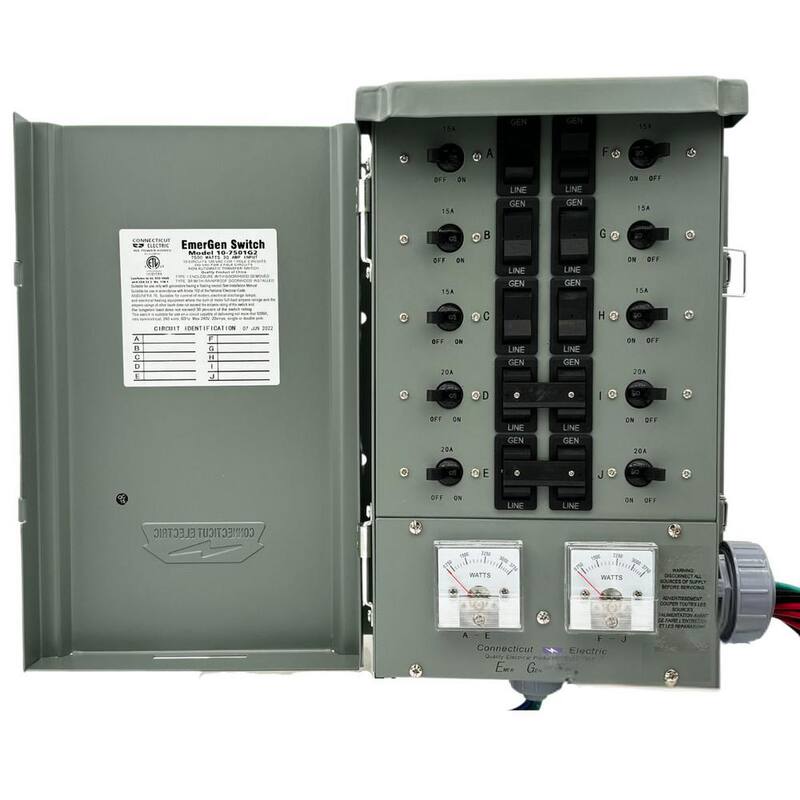 Connecticut Electric 30 Amp 240-Volt 7,500-Watt Non-Fused Type G2 Manual Transfer Switch - EGS107501G2