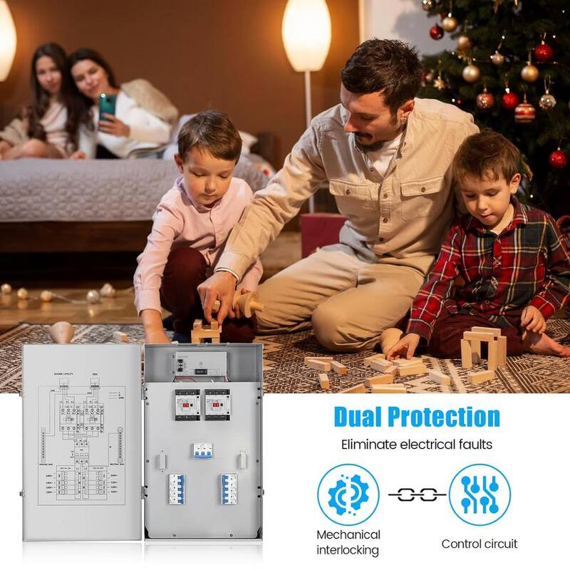 Lukyamzn Indoor/Outdoor 50 Amp 16-Circuit Automatic Transfer Switch Kit, IP65 Waterproof, Automatic Power Conversion - SA04-327B071