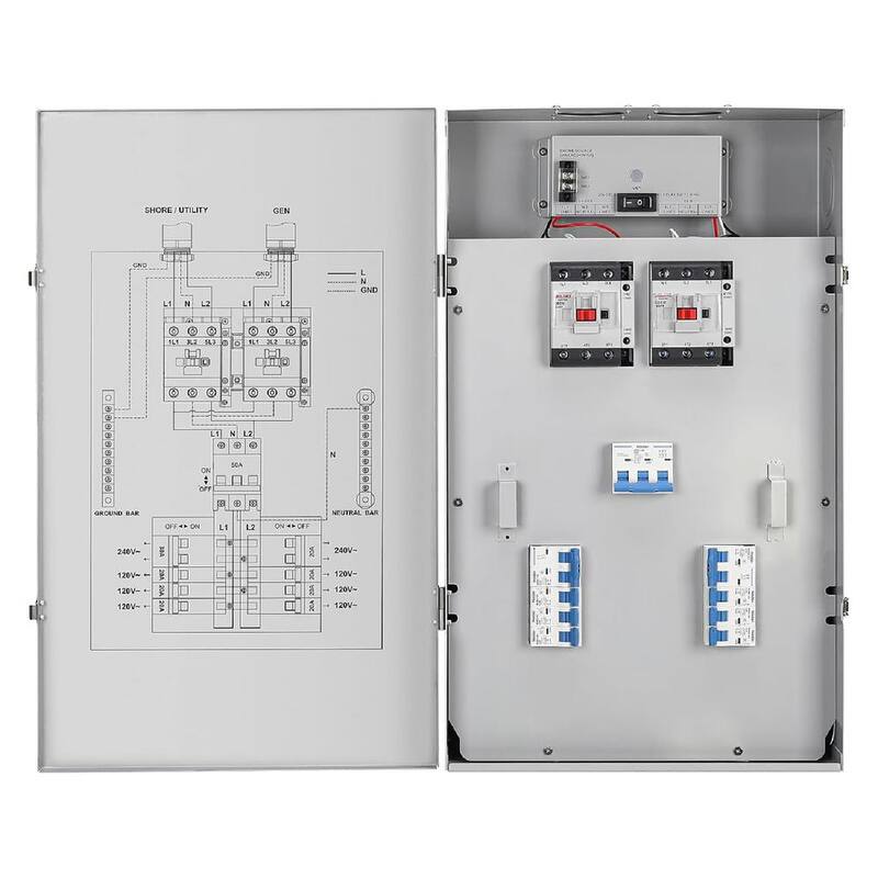 Lukyamzn Indoor/Outdoor 50 Amp 16-Circuit Automatic Transfer Switch Kit, IP65 Waterproof, Automatic Power Conversion - SA04-327B071