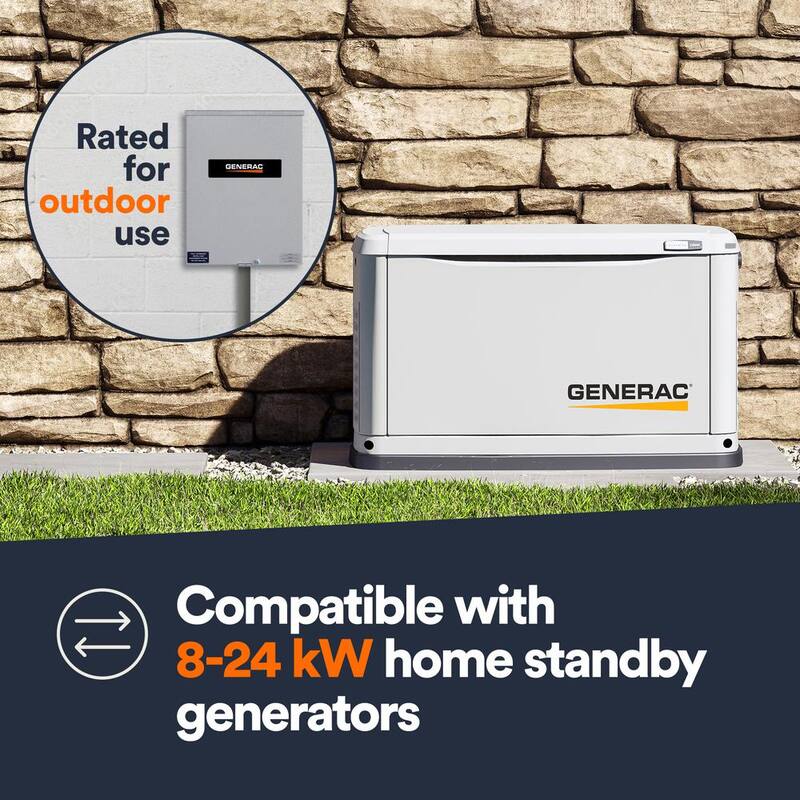 Generac 100 Amp Service Rated 120/240 Single Phase NEMA 3R Smart Transfer Switch - RXSW100A3