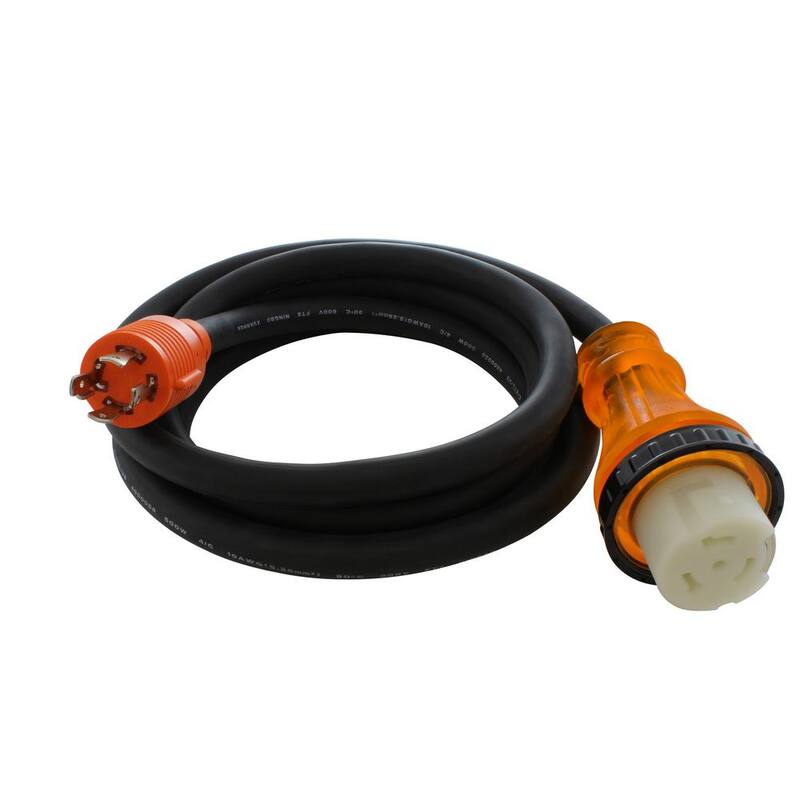 AC WORKS 10 ft. Generator L14-30P 30 Amp 4-Prong Plug to 50 Amp RV/Marine Power Inlet Adapter Cord - L1430M50-010E