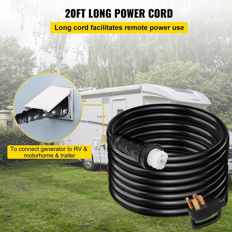VEVOR 30 ft. Generator Extension Cord 50 Amp 250-Volt Generator Extension Cord with Twist Lock Connectors - FDJYCX30FTX50ACZ1V1