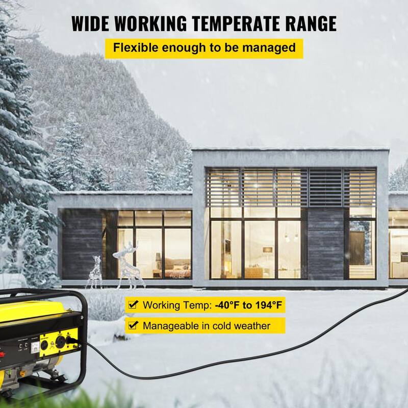 VEVOR 50 ft. Heavy-Duty Outdoor 30 Amp 250-Volt Power Extension Generator Extension Cord for Welding Machines ETL Approved - 50FT50ADHJYCX0001V0