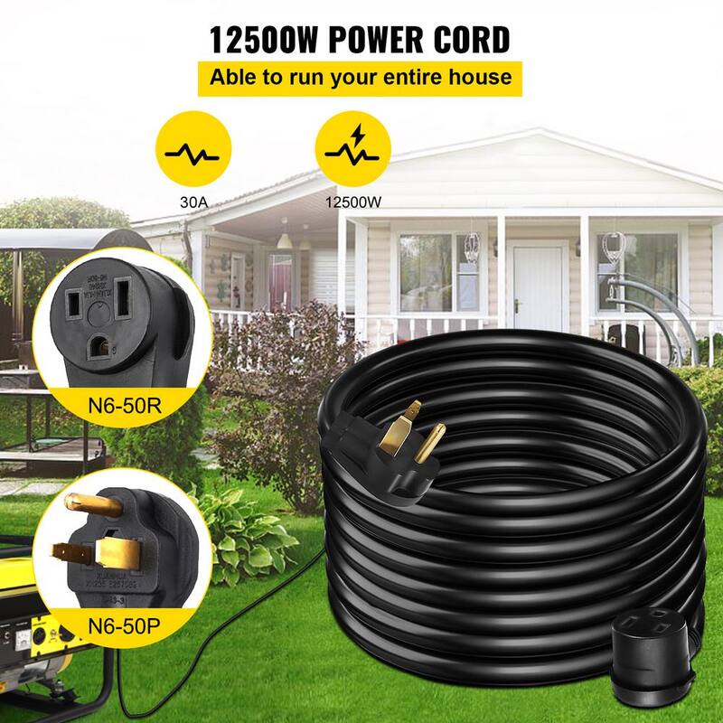 VEVOR 50 ft. Heavy-Duty Outdoor 30 Amp 250-Volt Power Extension Generator Extension Cord for Welding Machines ETL Approved - 50FT50ADHJYCX0001V0