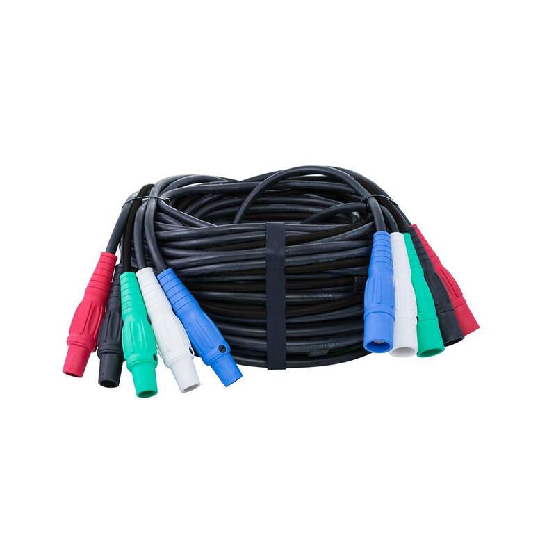 POWER ASSEMBLIES 50 ft. (4) #2AWG & (1) #6AWG Stage Cable 190 Amp 600V Series 16 M to F Camlock Banded Cable Generator Extension Cord Set - FB02SC16050MF4