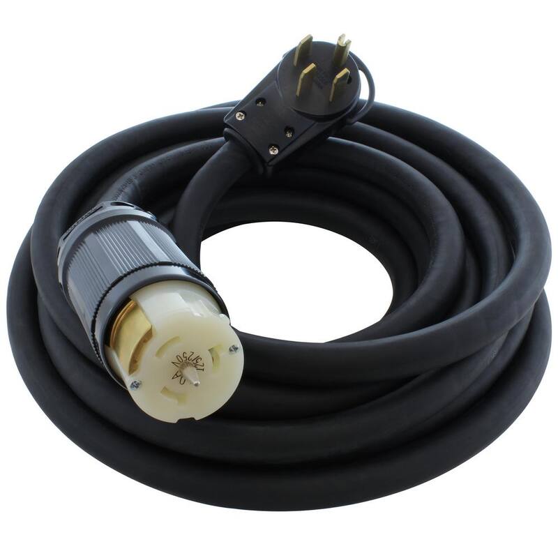 AC WORKS 25 ft. 6/4 SOOW 50 Amp NEMA 14-50P to CS6364 Generator Rubber Transfer Switch Power Cord - TE1450RU-025