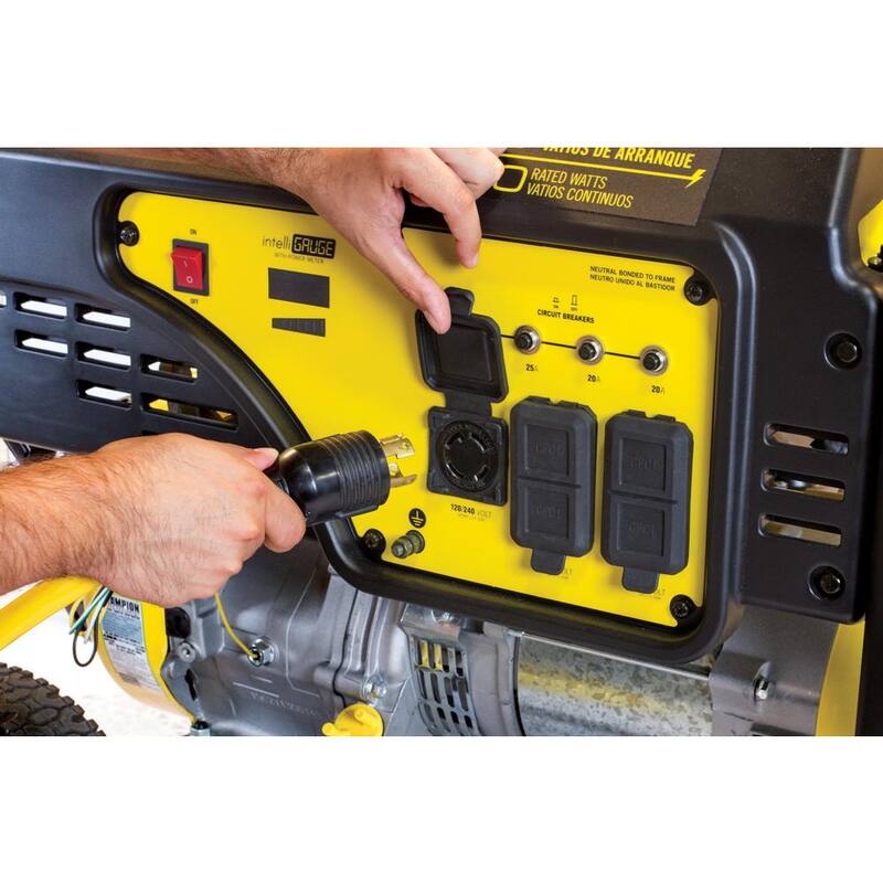 Champion Power Equipment 25 ft. NEMA L14-30P to 4x 5-20R Generator Cord in Yellow - 48043