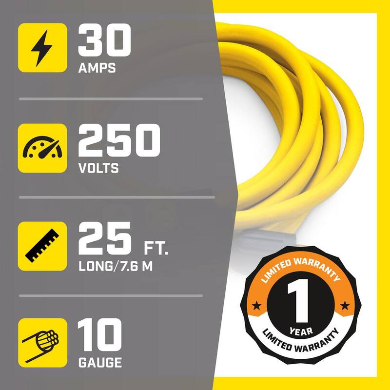 Champion Power Equipment 25 ft. NEMA L14-30P to 4x 5-20R Generator Cord in Yellow - 48043