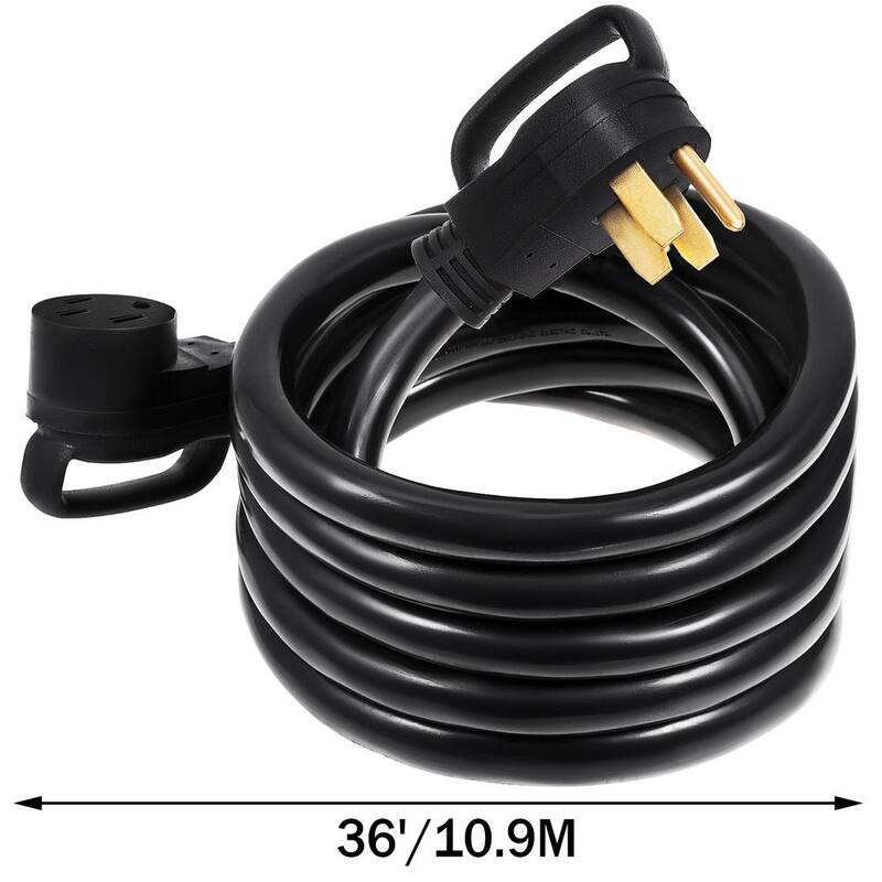 VEVOR 36 ft. 50 Amp Generator Power Cord 6/3 and 8/1 AWG Copper Wire Extension Cord with Handles for RV Trailer Camper - HJLJQ36FT50A6HRVXV1
