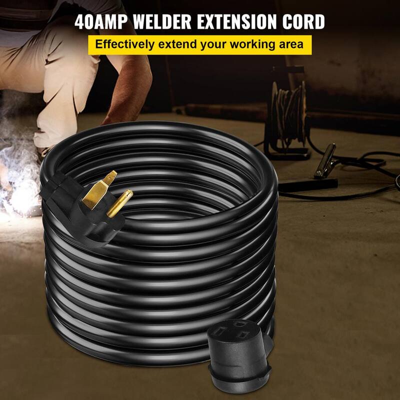 VEVOR Welder Extension Cord 40 Amp 25 ft. 250 Volt Welding Power Cord with NEMA 6-50 Plug 8 Wire Gauge 3 Prong - HJLJQ8-3-25FTYCX1V1