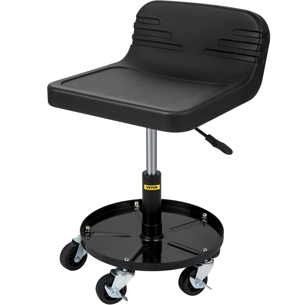 VEVOR Rolling Garage Stool, 300LBS Capacity, Adjustable Height from 15.7 in to 20.5 in, Mechanic Seat with 360-degree Swivel Wheels and Tool Tray, for Workshop, Auto Repair Shop, Black - HSZXTLJXLDBDD3ZY2V0