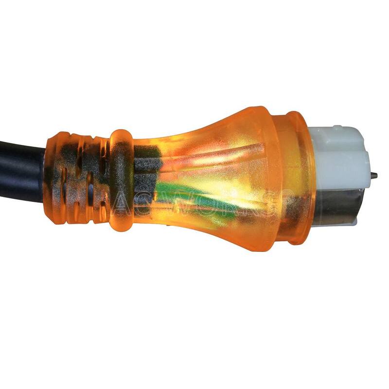 AC WORKS 10 ft. L14-30P 30 Amp 4-Prong Locking Plug to CS6364 50 Amp Connector Temp Power Cord - TEL1430-010E