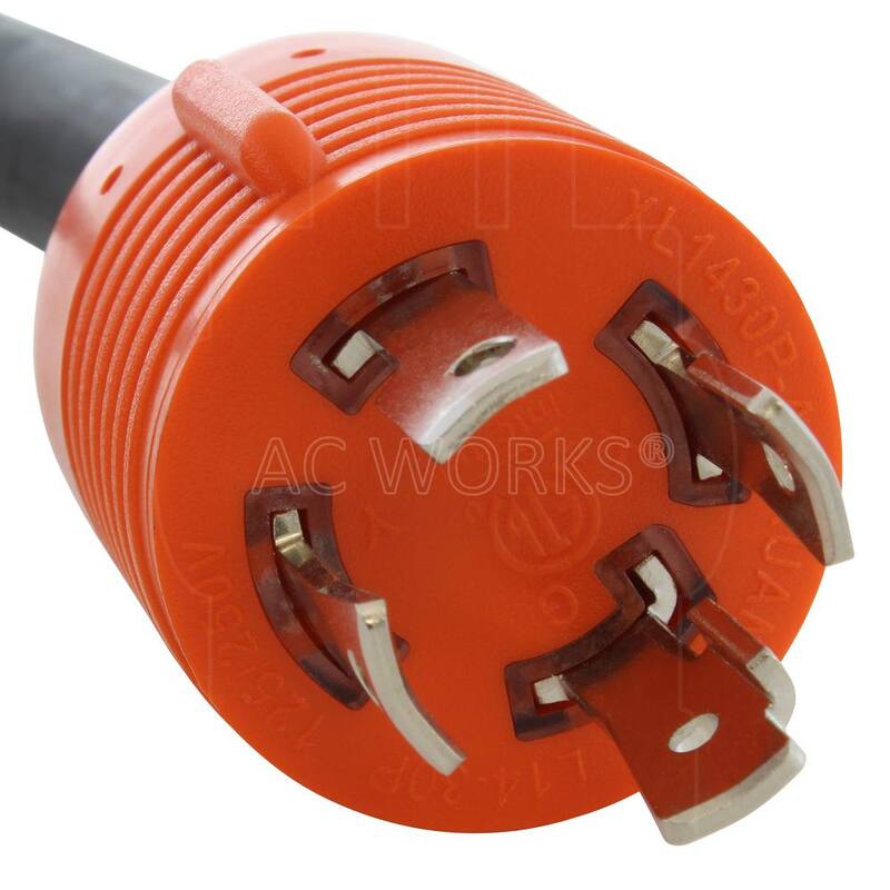 AC WORKS 10 ft. L14-30P 30 Amp 4-Prong Locking Plug to CS6364 50 Amp Connector Temp Power Cord - TEL1430-010E