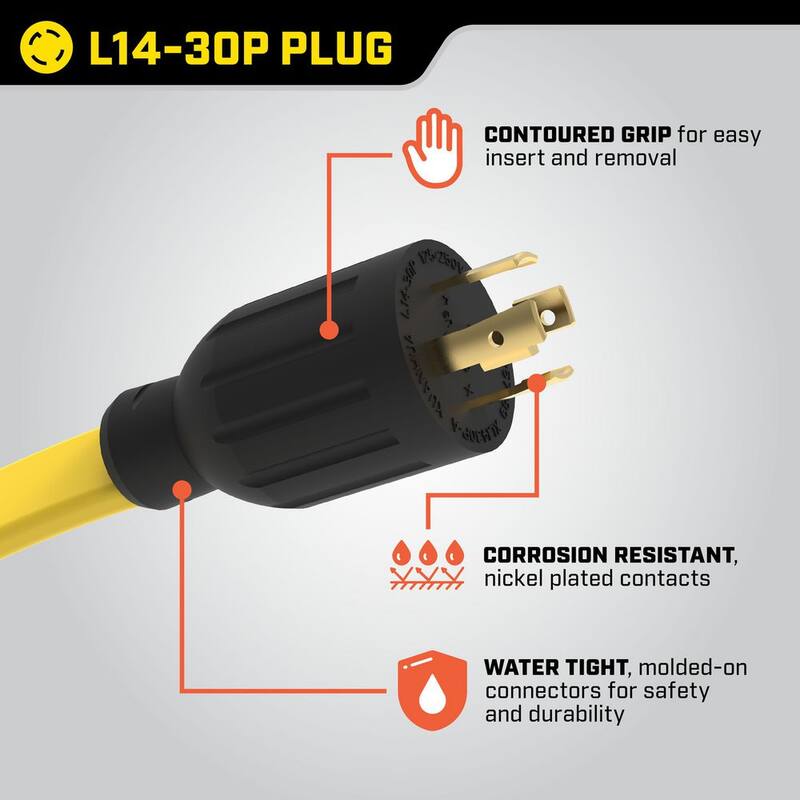 Champion Power Equipment 25 ft. 30 Amp 125/250-Volt Duplex-Style Flat Generator Extension Cord - 100439