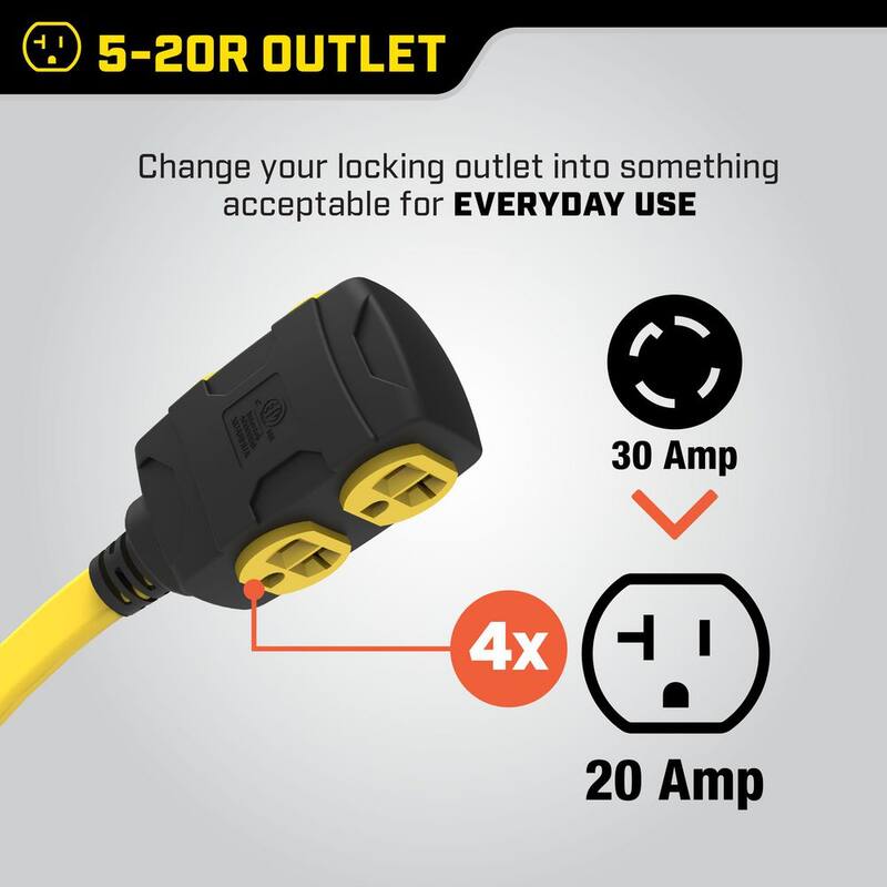 Champion Power Equipment 25 ft. 30 Amp 125/250-Volt Duplex-Style Flat Generator Extension Cord - 100439
