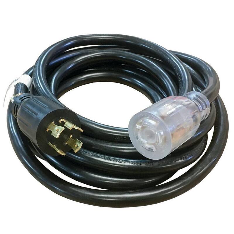 Reliance Controls 20 ft. 10-Gauge General Purpose Indoor/Outdoor Generator Extension Cord Black - 3826054