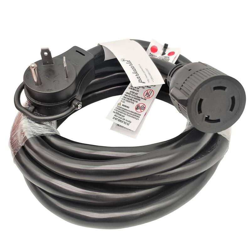 parkworld 10 ft. 10/3 3-Wire RV 30 Amp 125-Volt NEMA TT-30P Plug to Generator L14-30R Transfer Switch Adapter Cord(2-Hots Bridged) - 885446A