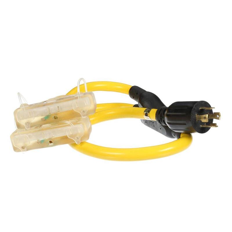 DEK 3 ft. 10/4 Heavy-Duty Cord 240-Volt 30-Amp Twist Lock Adapter for Generator Cord - ACC01M21
