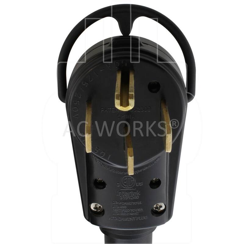 AC WORKS 10 ft. 6/4 SOOW 50 Amp NEMA 14-50P to CS6364 Generator Rubber Transfer Switch Power Cord - TE1450RU-010