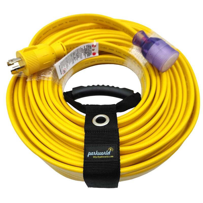 parkworld 50 ft. 10/4 30 Amp 125/240-Volt Locking L14-30 Generator Extension Cord with Lighted End(L14-30P to L14-30R), Yellow - 64354